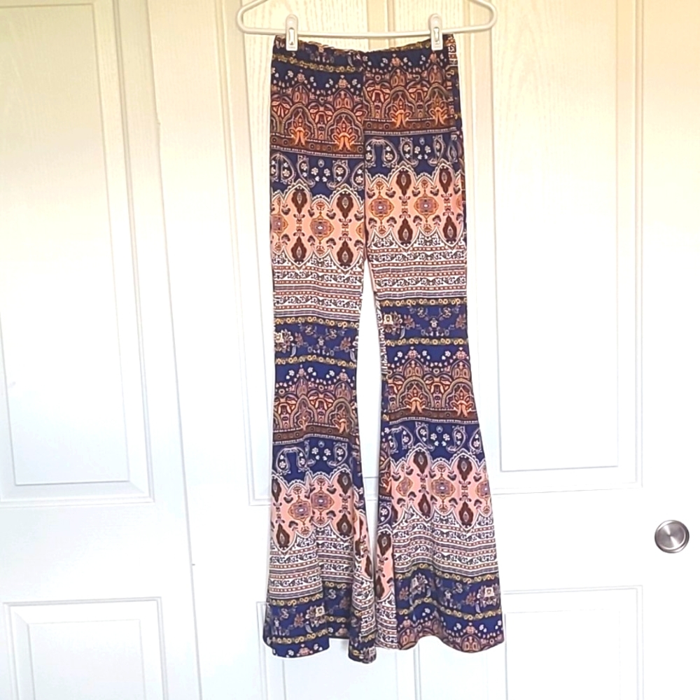 Bohemian Wide Leg Pants - Blue and Orange